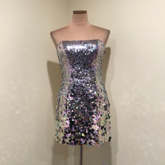 NWT-Sherri Hill Dress Size 8 Lilac Pastel Purple Sequin Mini Style 8433 - Picture 2 of 11